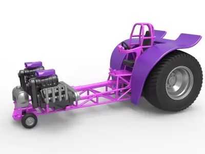 Pulling tractor 2 engines V8 Version 2 Scale 1 to 25 3D print model