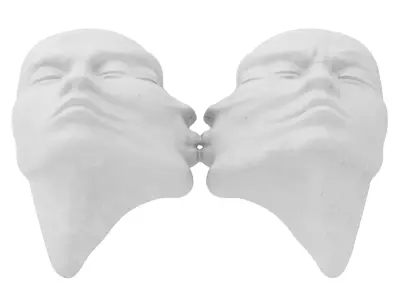 Abstract sculptures of faces on the wall 3D model