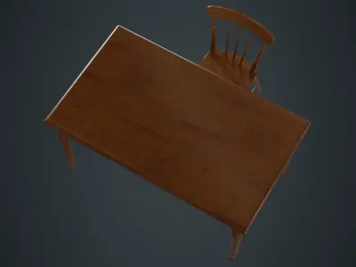 Table And Chair 2A Low-poly 3D model