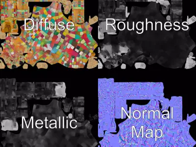 Colorful Robot Mosaic model pack Low-poly 3D model
