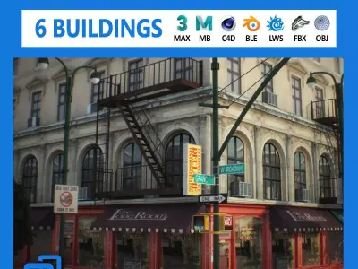 NYC Block Set 8 V2 Free low-poly 3D model