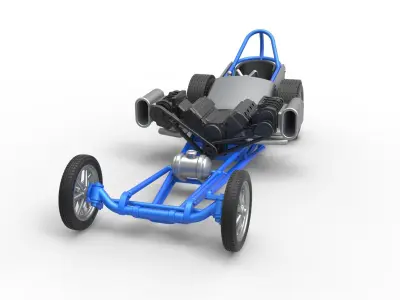 Front engine dragster with double supercharged V8 Scale 1 to 25 3D print model