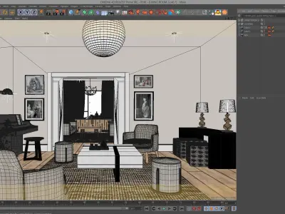 Corona - C4D Scene files - Living Room 3 Interior 3D model