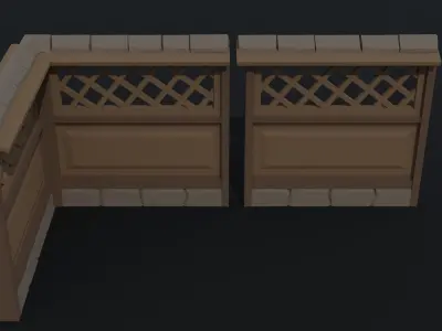 Cartoon fantasy asion fence Polygonal Style Low-poly 3D model