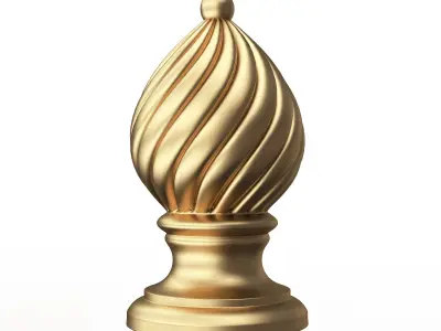 Carved Finial Knob 02 Low-poly 3D model