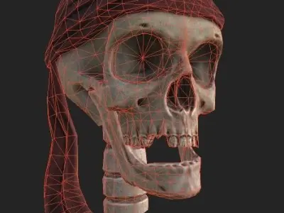 Pirate Skull head Low-poly 3D model