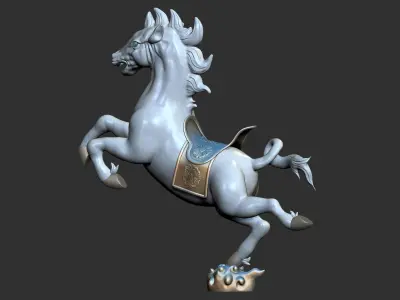 Auspicious clouds flying horses 3D model