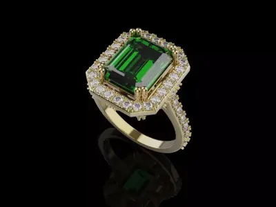 Woman Wedding Emerald Ring 0069 3D print model
