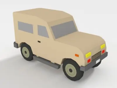 Low Poly Cartoon Jeep Car Low-poly 3D model