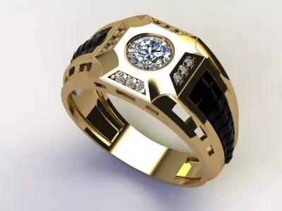 man ring cross black 3D print model