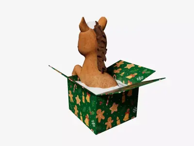Baby Horse in the box 3D Printable and low-poly Low-poly 3D model