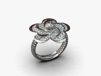 Flower ring 3D print model