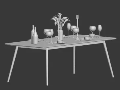 Rectangular Fen Dinning Table 3D model