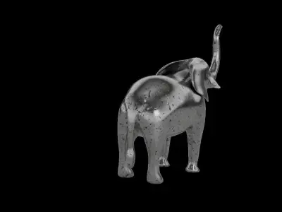Metal Elephant Figurine Low-poly 3D model