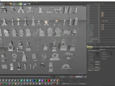 Chinese God Beast Zodiac Dragon Buddha Statue Stone Pillar Model 3D model
