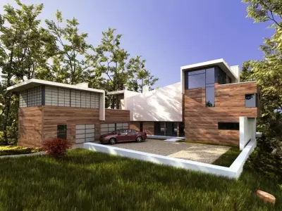 Wooden Modern Villa 3D model