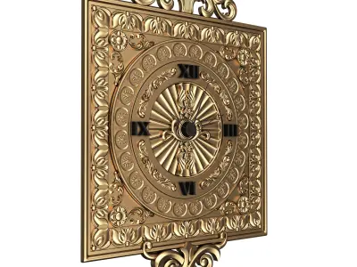 Classic Wall Clock 04 Gold Low-poly 3D model