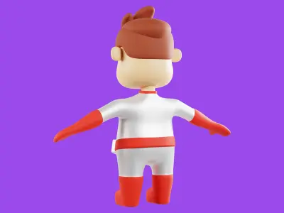Cartoon Hero Character Free 3D model