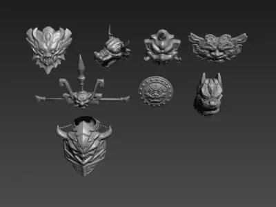 Antique dragon head monster mask 3D model
