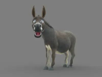 Donkey cartoon Low-poly 3D model