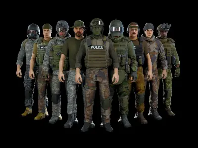 Modular military character 2 - UE4 gameplay demo scene Free low-poly 3D model
