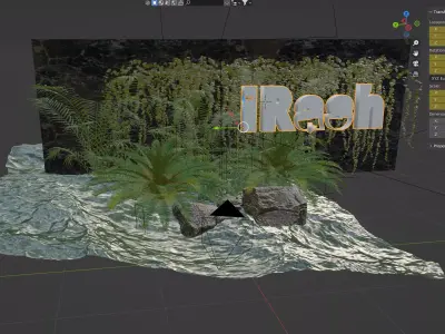 jungel island with palm trees and sign Free 3D model