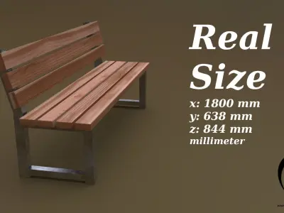 Bench 35 4in1 - 4 PBR Texture 1 Model Low-poly 3D model