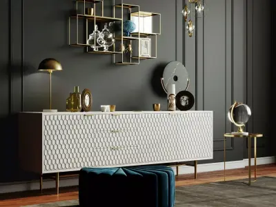 Furniture set with decor 3D model