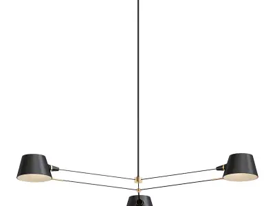 spread chandelier with three lamps hanging from it 3D model
