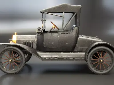 T Roadster 1915 Aged Low-poly 3D model