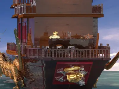 Chinese dragon  house boat   3D model