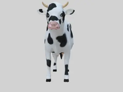 Low Poly Holstein Cow Unwapped 4K Low-poly 3D model