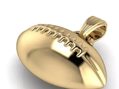 Football Pendant with bail 3D print model