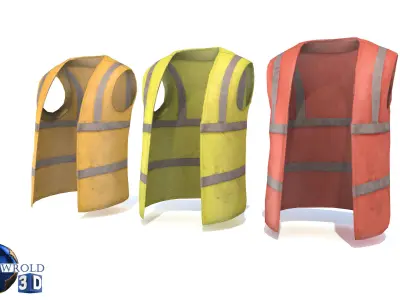 Worker Vest Safety Vest Collection Pack Lowpoly 3D Model  Low-poly 3D model