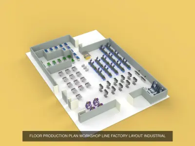 ASSEMBLY WORKSHOP LINE FACTORY INDUSTRIAL PRODUCTION PACK 3D Model Collection