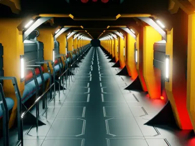 Sci-Fi Corridor - Low Poly Low-poly 3D model