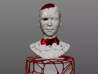 Crack Statue Sculptures 3D 3D model