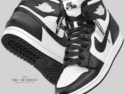 black and white nike air jordan 1 retro 3D model