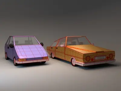 Stylized miniature cartoon cars 3D model