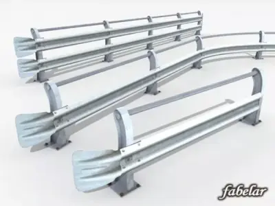 3 Guardrails four metal railings 3D model