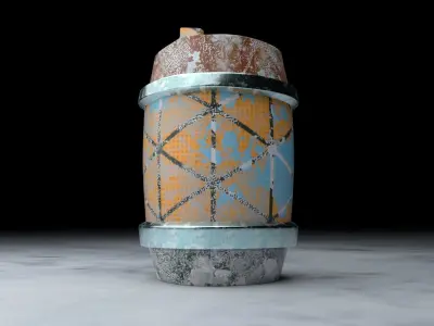  Snow Barrel Low-poly 3D model