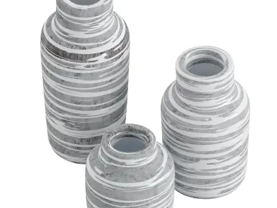 Striped Bottle Vase Set Of 3 3D model