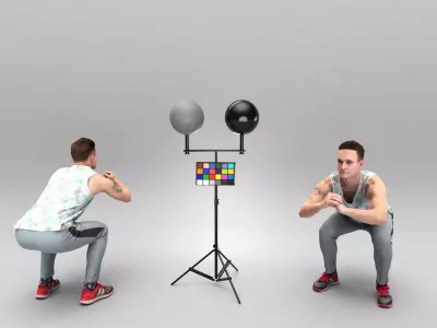 Young man doing squats 393 Low-poly 3D model