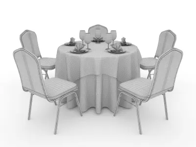 Banquet Table and Chair 02 3D model