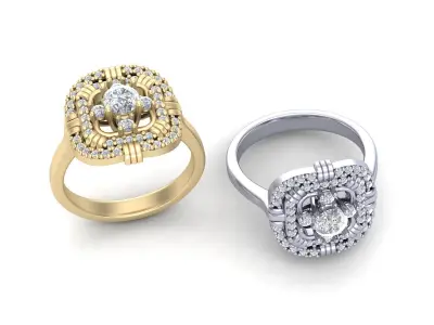 Elegance Diamond Ring CAD Design 3D print model