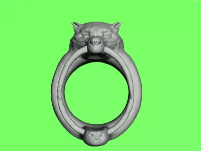ring-wolf ring with head of tiger 3D model