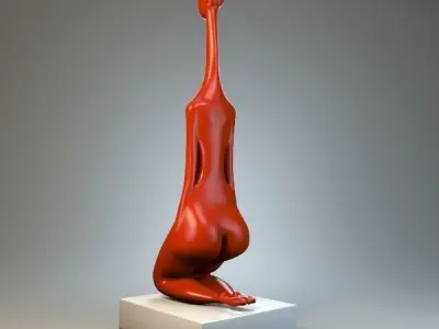 Female giraffe sculpture P 3D print model