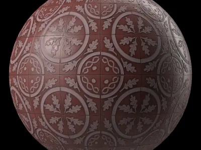 Stone Wall Materials 110- Ornament Ceramic Tile - Pbr Seamless Texture