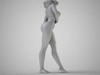 Woman Full Length Mirror Smiling 3D print model