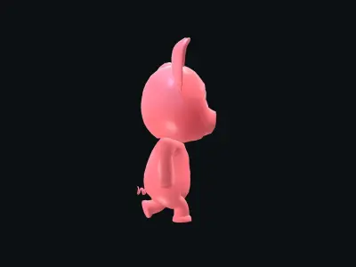 Cartoon Pig Animated Low-poly 3D model